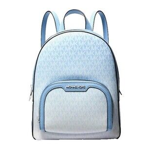 New Michael Kors Jaycee Medium Ombré Signature Logo Backpack Light Sky